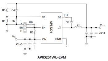 回路図 - Diodes Incorporated AP6320x評価ボード