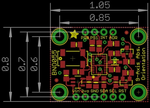 機械図面 - Adafruit BNO055 IMU Fusionブレイクアウト - Stemma QT