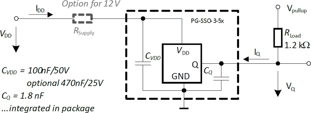 アプリケーション回路図 - Infineon Technologies TLE4929C-XHA XENSIV™ユニバーサルスピードセンサ