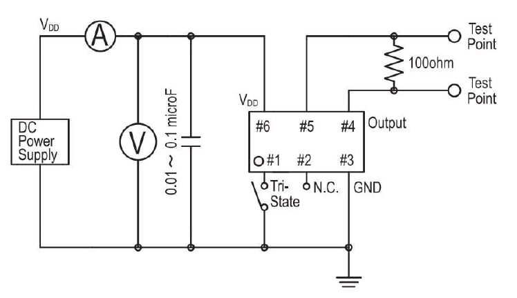 Application Circuit Diagram - ECS ECX2-LMV SMD MultiVolt™ LVDS Crystal Oscillators