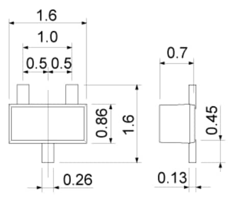 機械図面 - ROHM Semiconductor RB7x ショットキーバリアダイオード