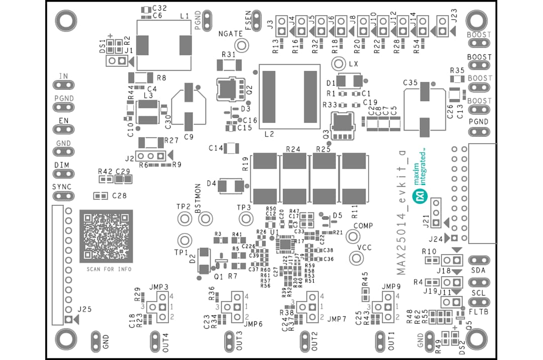 機械図面 - Analog Devices Inc. MAX25014EVKIT評価キット