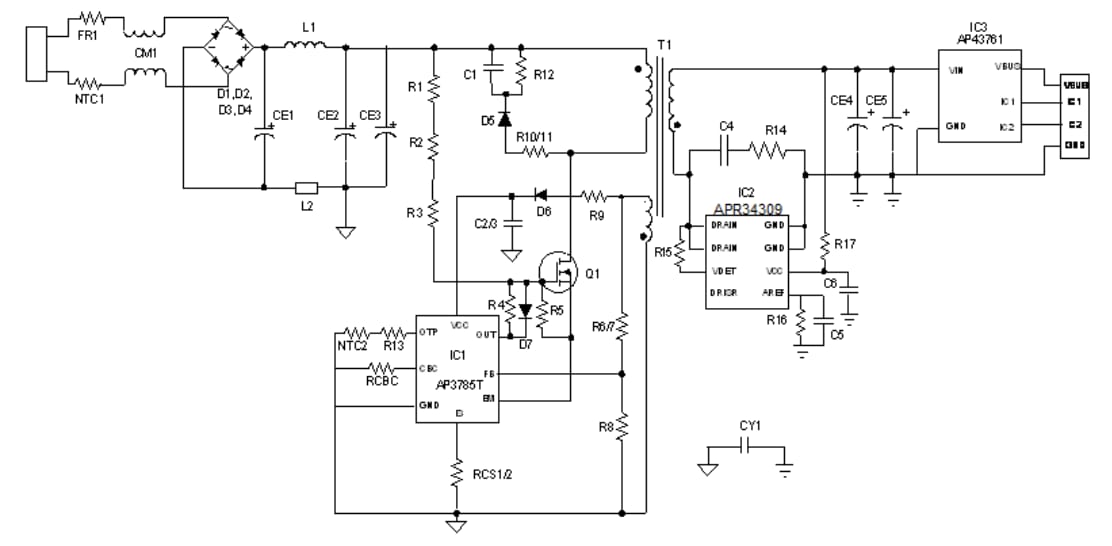 回路図 - Diodes Incorporated AP3785TEV1評価ボード