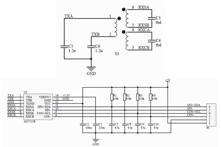 回路図 - ams OSRAM AS5715リファレンスボード