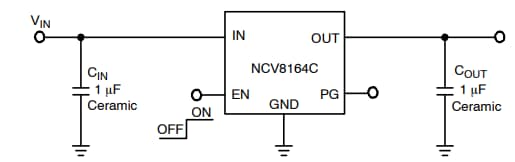 アプリケーション回路図 - onsemi NCV8164C超低ノイズLDOレギュレータ