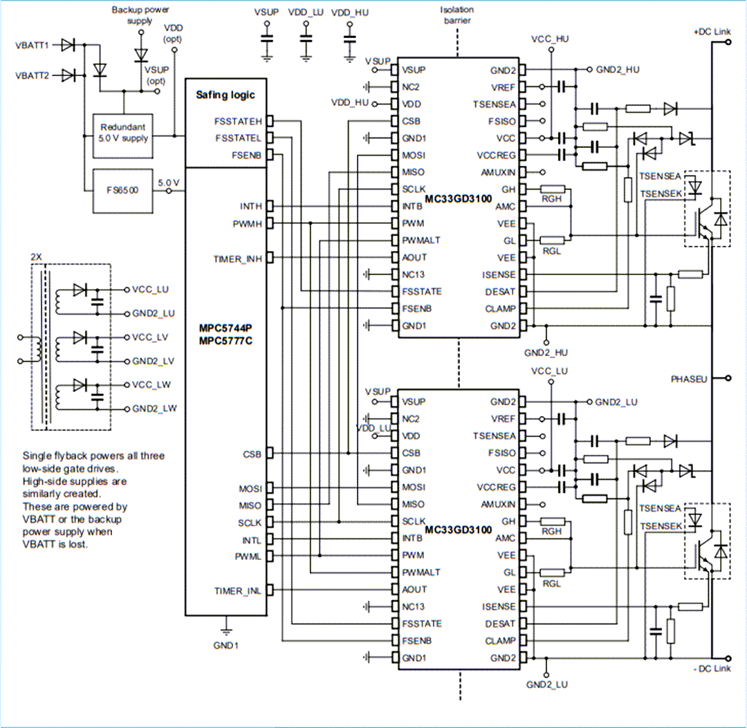 アプリケーション回路図 - NXP Semiconductors MC33GD3100 アドバンスドIGBT/SiCゲートドライバ