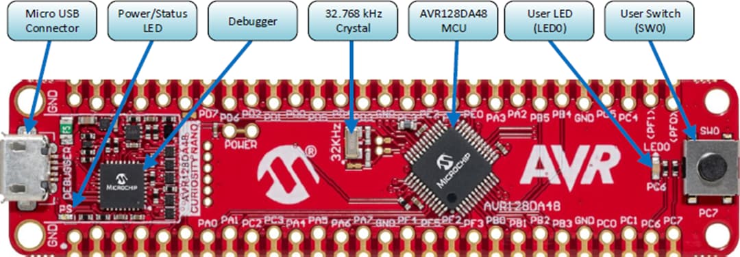 Microchip Technology AVR128DA48 Curiosity Nanoキット（DM164151）