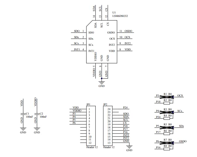 回路図 - STMicroelectronics STEVAL-MKI215V1アダプタボード