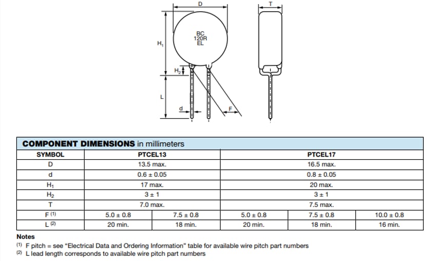 Vishay / BC Components PTCEL突入電流制限PTCサーミスタ