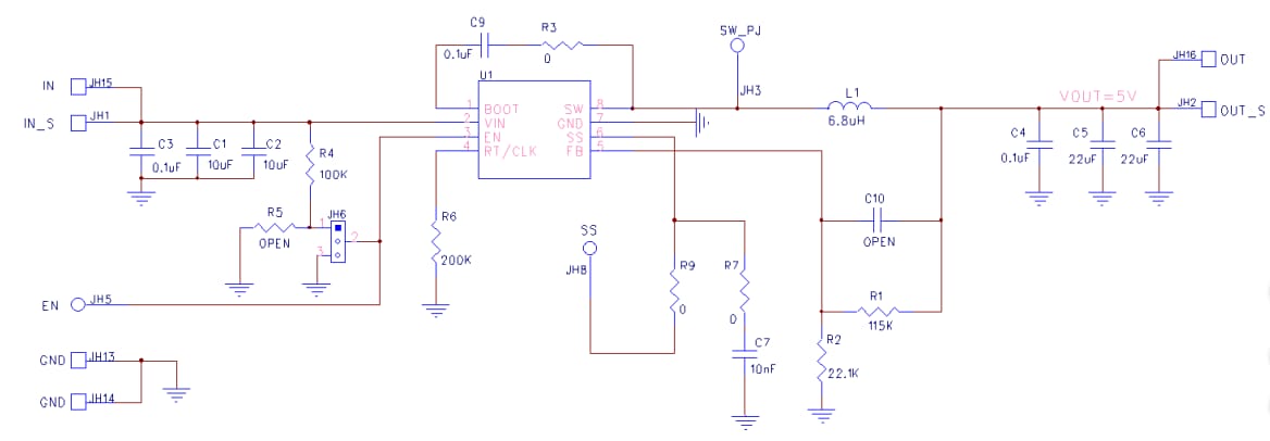 回路図 - Diodes Incorporated AP64352QSP-EVM評価ボード
