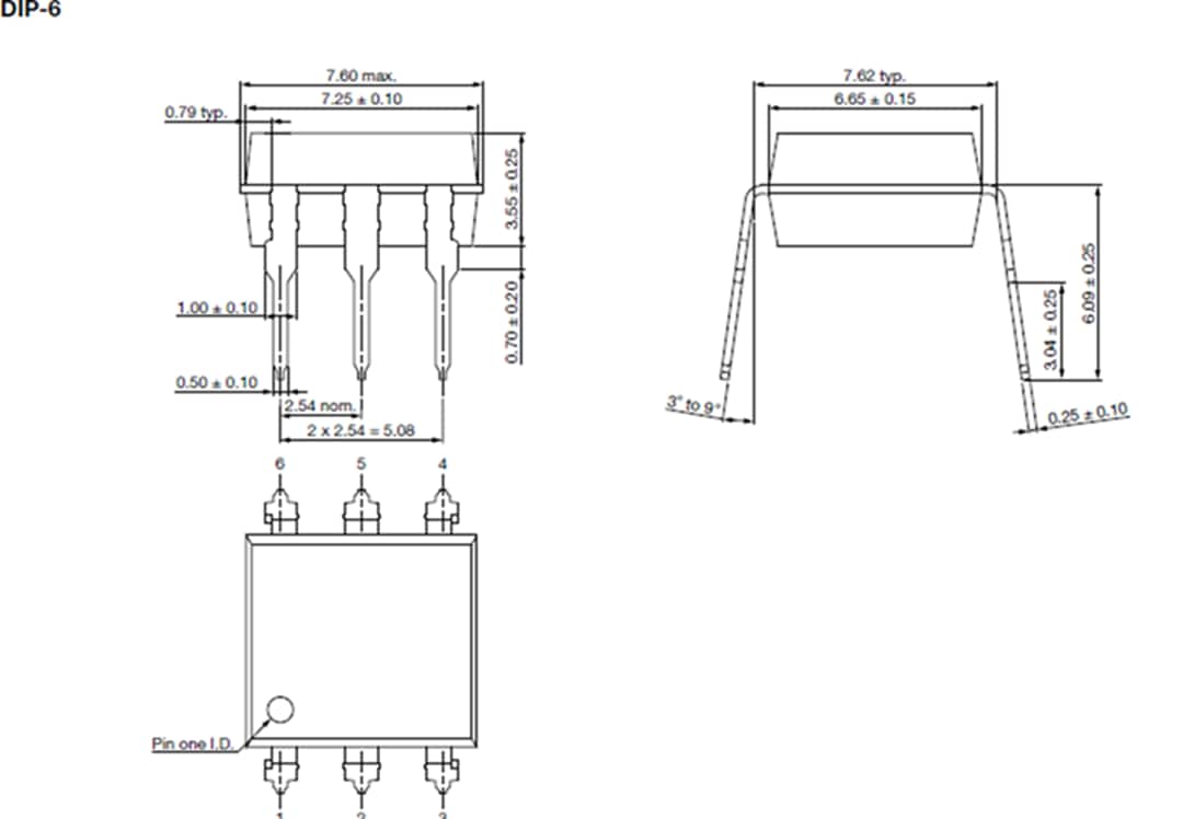 機械図面 - Vishay LH1525ソリッドステートリレー (SSR)