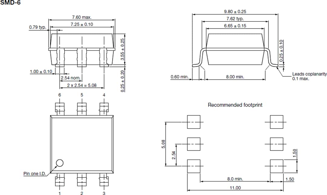 機械図面 - Vishay LH1525ソリッドステートリレー (SSR)