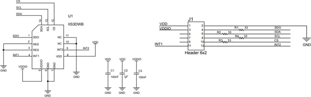 回路図 - STMicroelectronics STEVAL-MKI208V1K iNEMO慣性モジュールキット