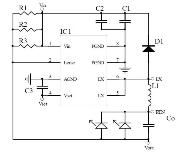回路図 - Diodes Incorporated PAM2863EV1評価ボード