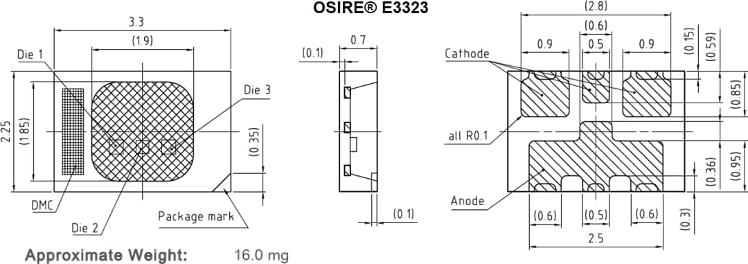 機械図面 - ams OSRAM OSIRE® E3323 RGB LED