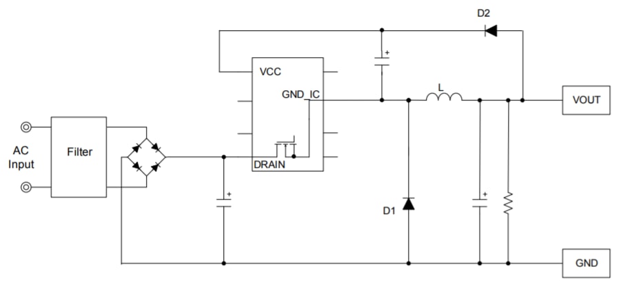 アプリケーション回路図 - ROHM Semiconductor BM2P10x PWMタイプDC/DCコンバータ