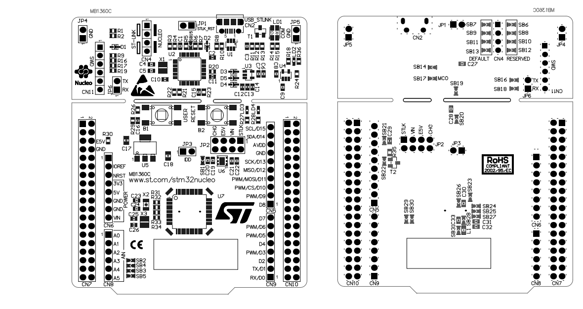 機械図面 - STMicroelectronics NUCLEO-G0B1RE STM32 Nucleo-64開発ボード