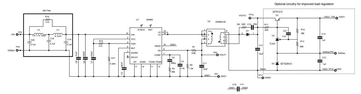 回路図 - STMicroelectronics STEVAL-A6986IV1 Isoバックコンバータ評価ボード