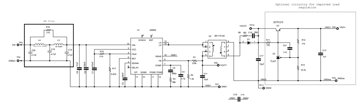 回路図 - STMicroelectronics STEVAL-A6986IV2 Isoバックコンバータ評価ボード