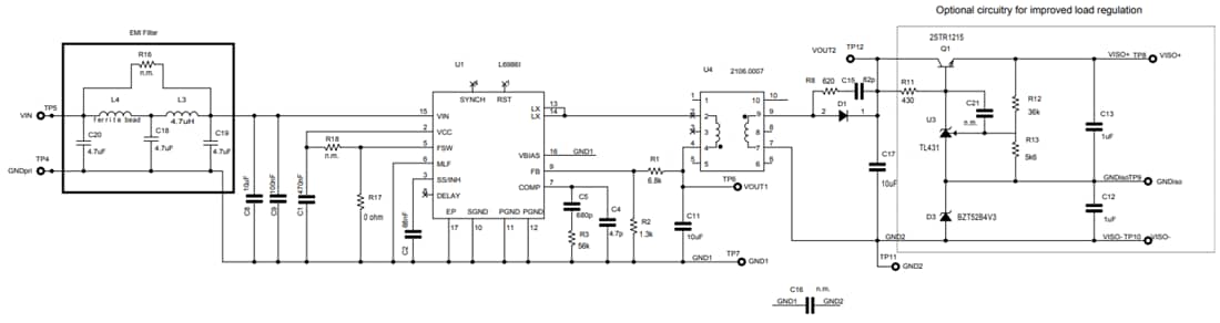 回路図 - STMicroelectronics STEVAL-L6986IV1コンバータ評価ボード