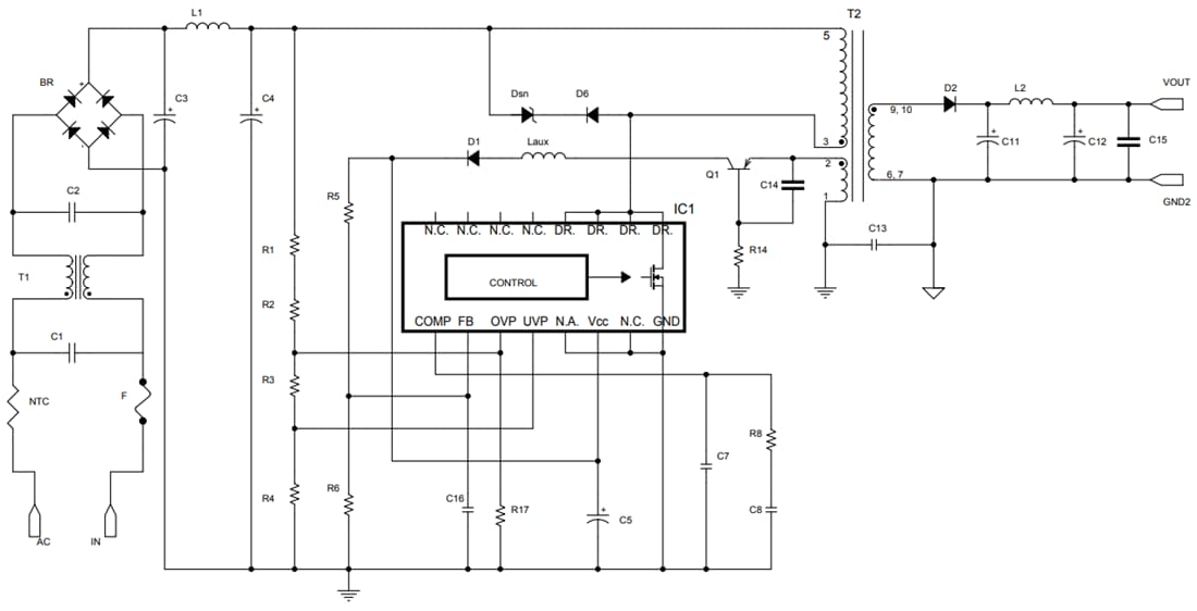 回路図 - STMicroelectronics STEVAL-VP318L2Fコンバータのリファレンス設計
