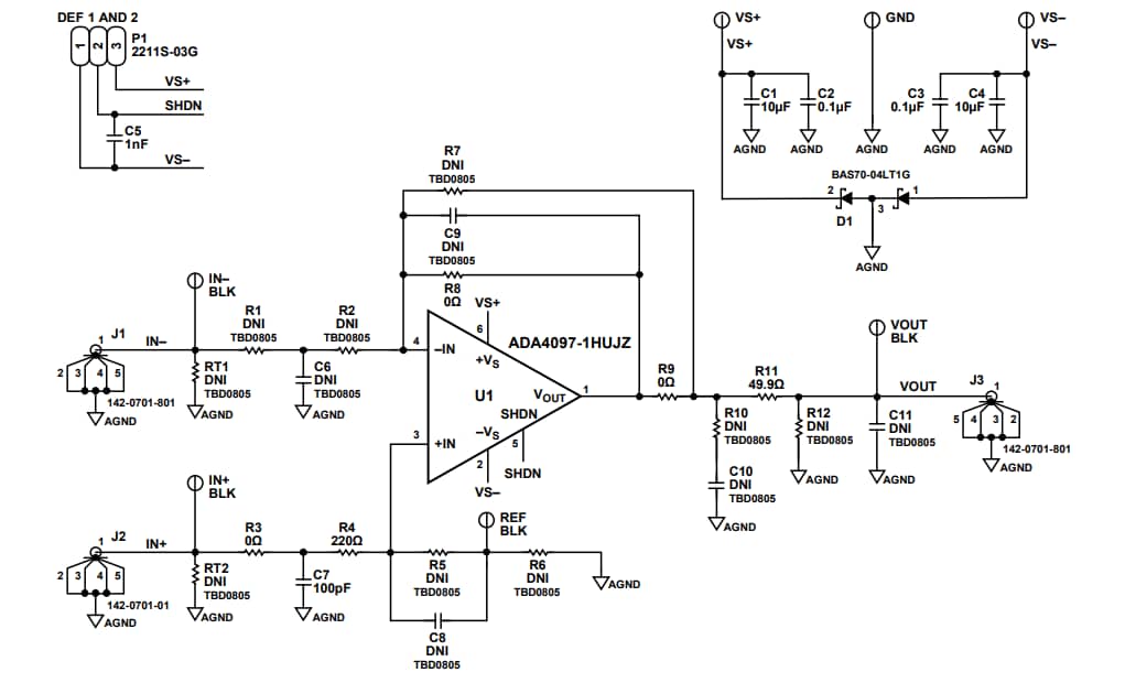 回路図 - MACOM CMPA0530002S-AMP1のアプリケーション回路
