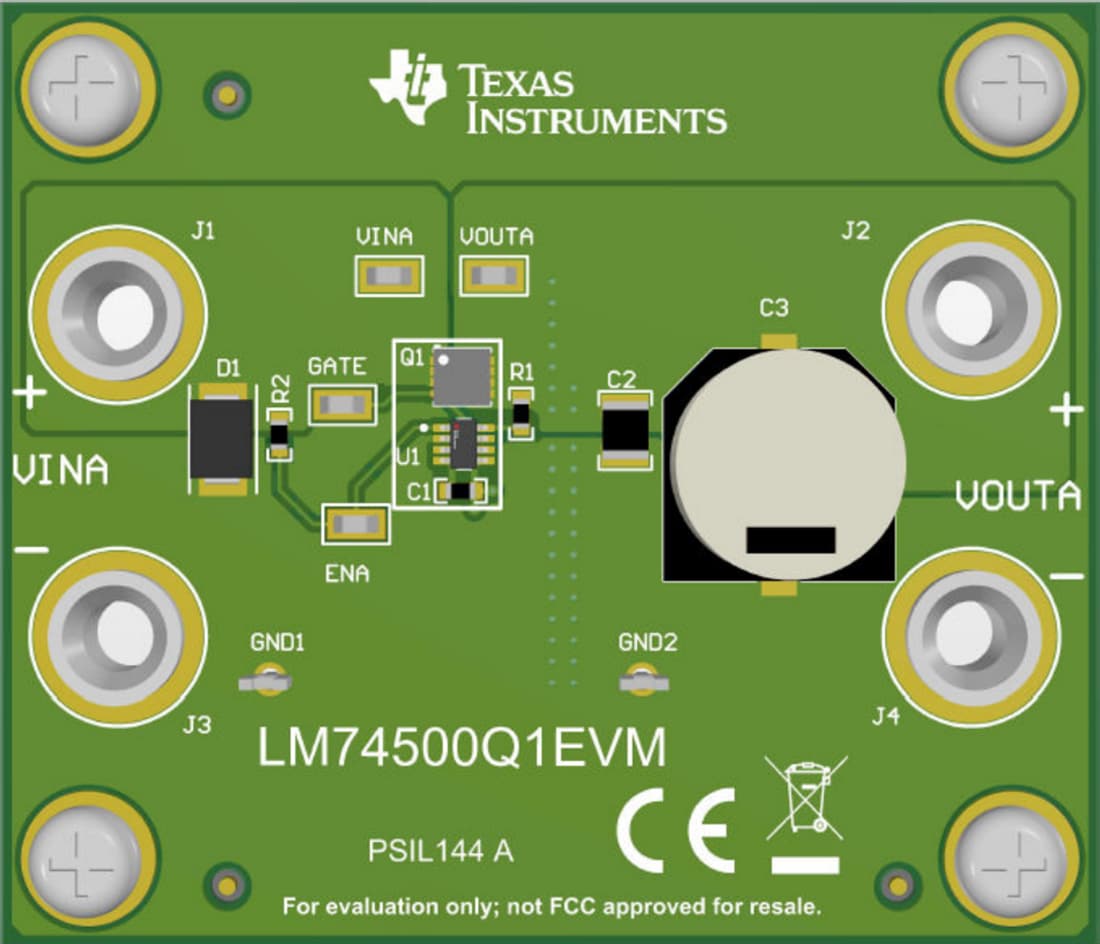 機械図面 - Texas Instruments LM74500Q1EVMコントローラ評価モジュール