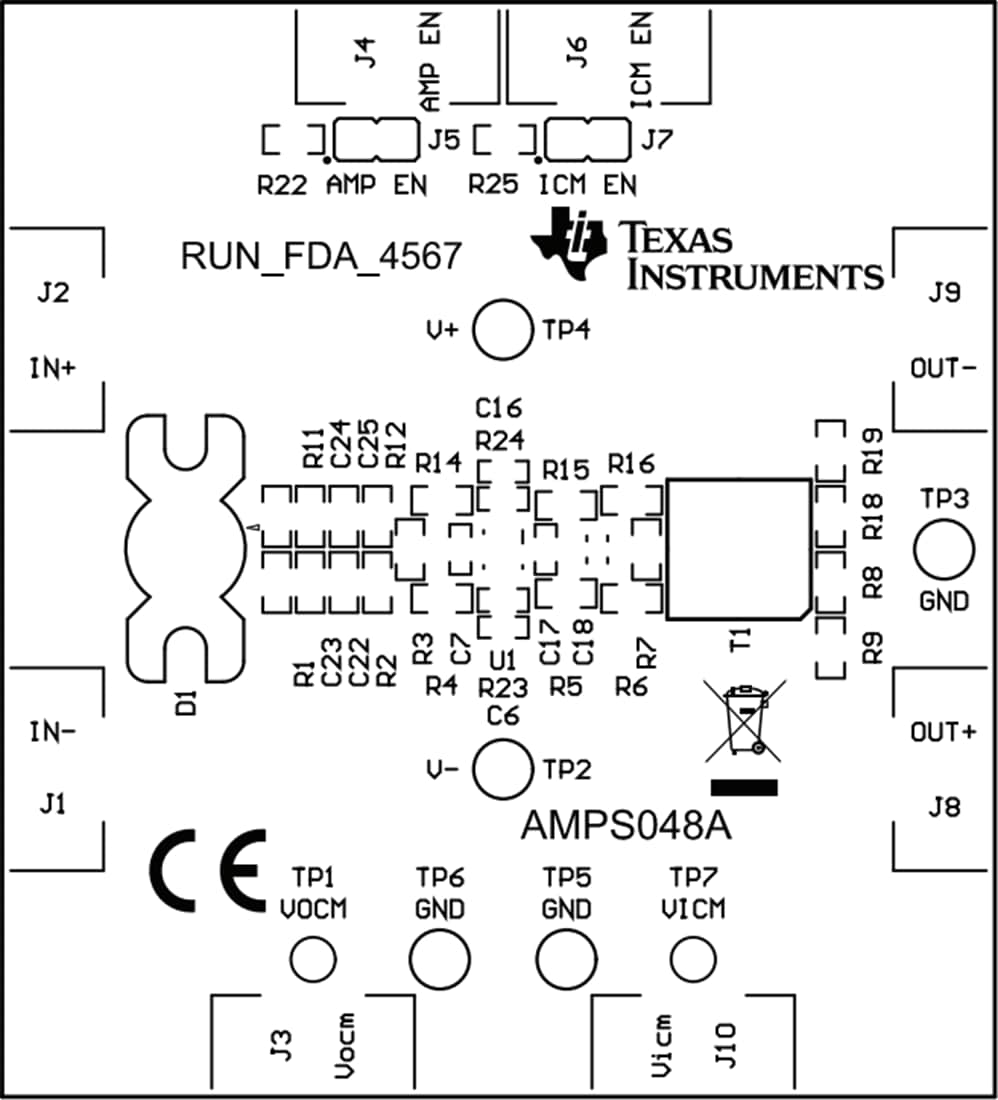 機械図面 - Texas Instruments RUN-FDA-4567-EVMアンプ評価モジュール（EVM）