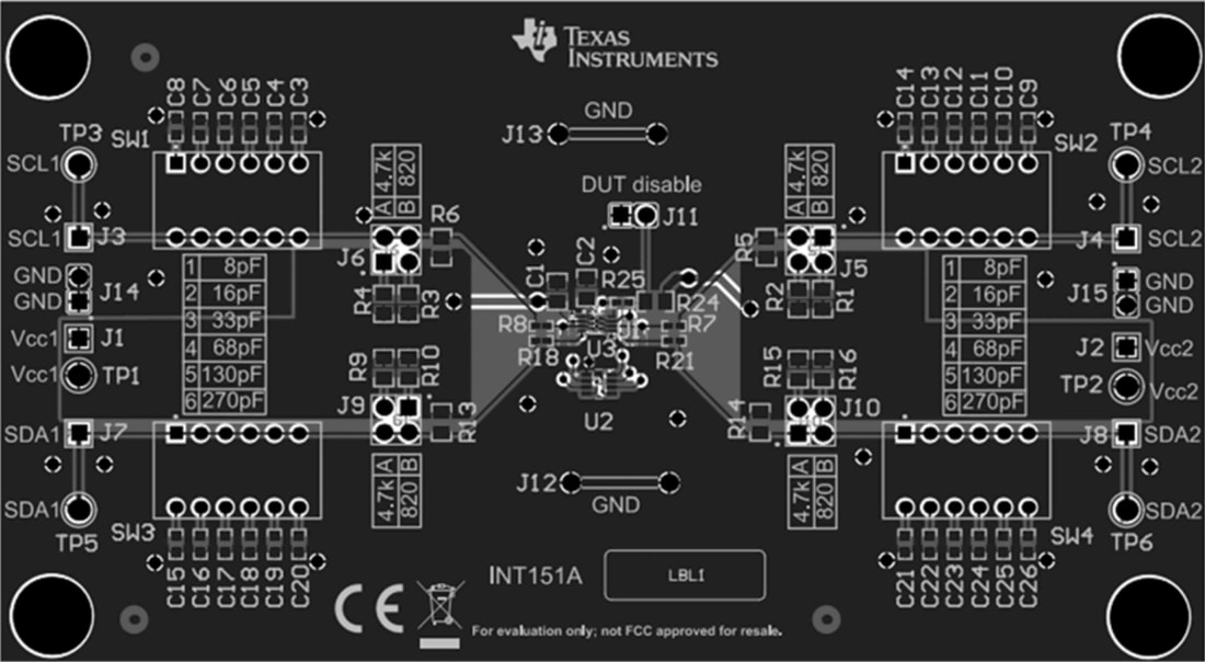 機械図面 - Texas Instruments TCA39306EVMレベルシフタ評価モジュール