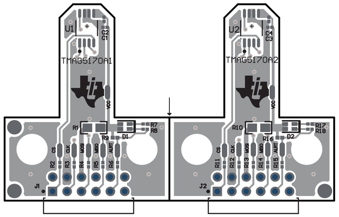 機械図面 - Texas Instruments TMAG5170UEVM 3Dホール効果センサEVM