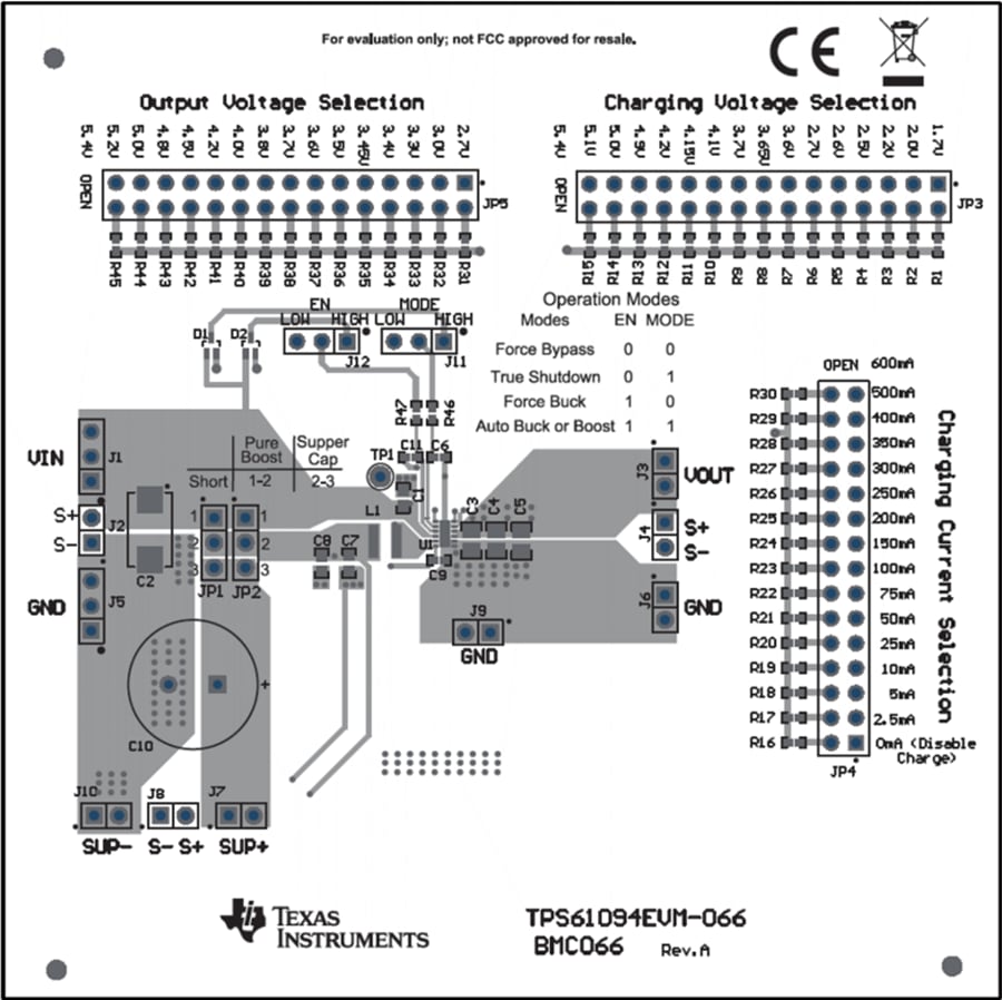機械図面 - Texas Instruments TPS61094EVM-066コンバータ評価モジュール