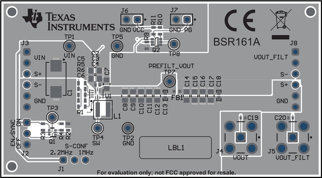機械図面 - Texas Instruments TPS62913-IBB-EVMコンバータ評価モジュール