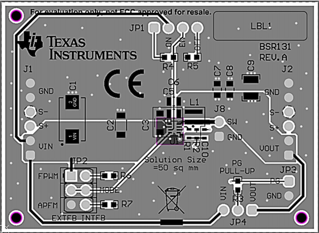機械図面 - Texas Instruments TPS629210-Q1EVMコンバータ評価モジュール