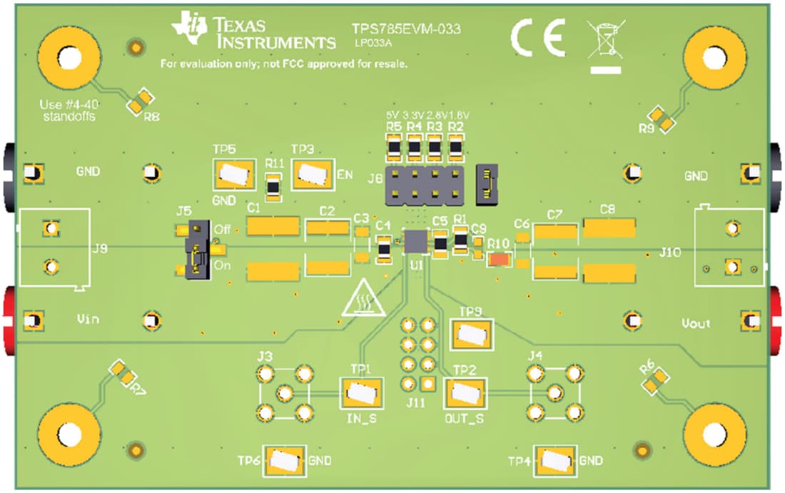 機械図面 - Texas Instruments TPS785EVM-033レギュレータ評価モジュール