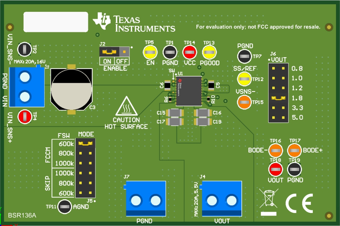 機械図面 - Texas Instruments TPSM8A29EVMコンバータ評価モジュール