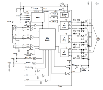 アプリケーション回路図 - ROHM Semiconductor BM64300MUV/BM64070MUVブラシレスモータプリドライバ