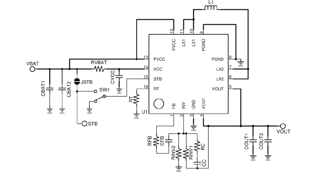 アプリケーション回路図 - ROHM Semiconductor BD8306MUV-EVK-001評価ボード