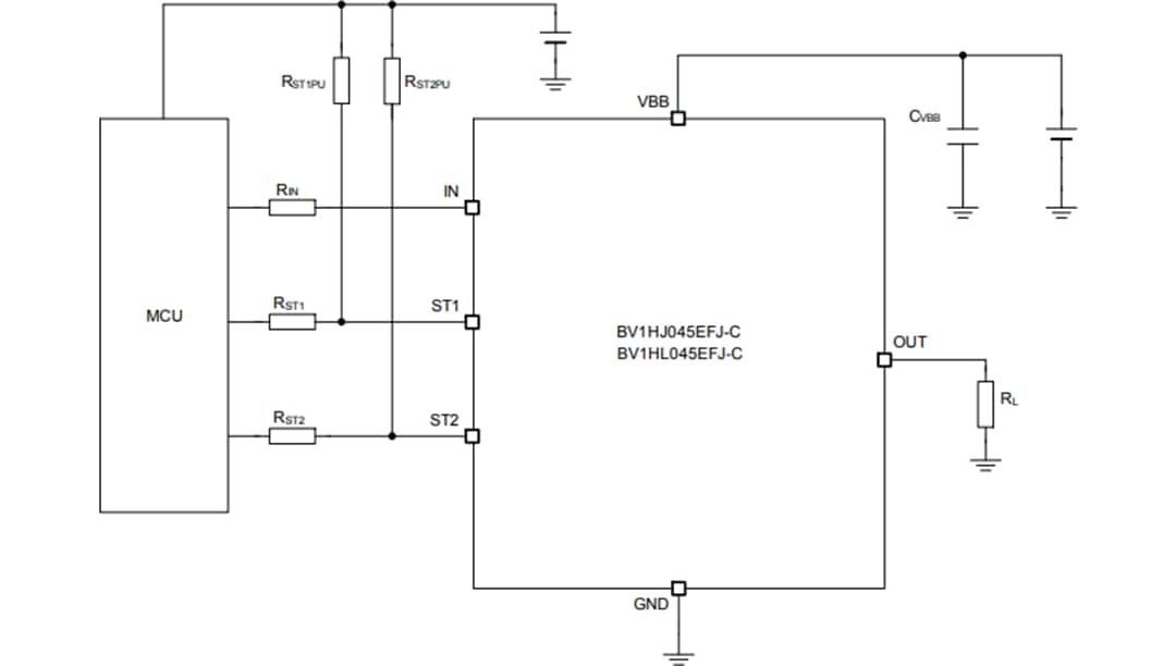 アプリケーション回路図 - ROHM Semiconductor BU30SA5WGWZ CMOS低ドロップアウトレギュレータ