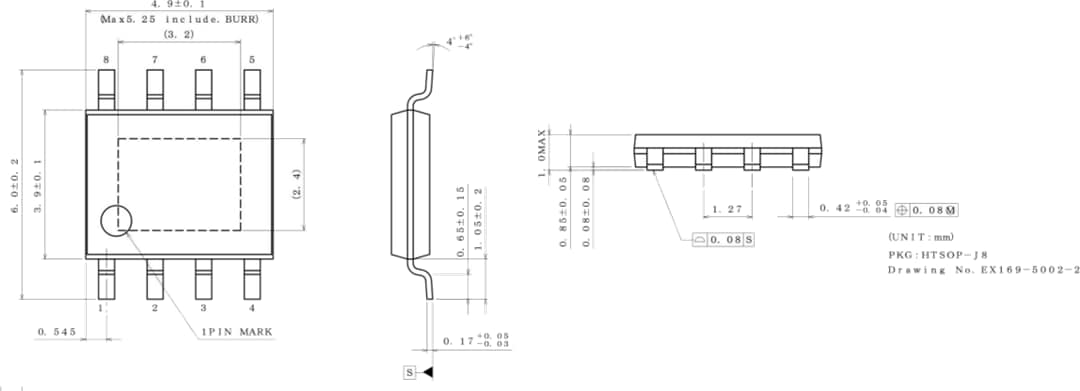 機械図面 - ROHM Semiconductor BU30SA5WGWZ CMOS低ドロップアウトレギュレータ