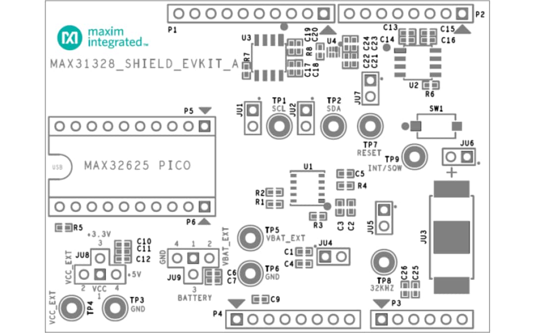 機械図面 - Analog Devices / Maxim Integrated MAX31328シールド