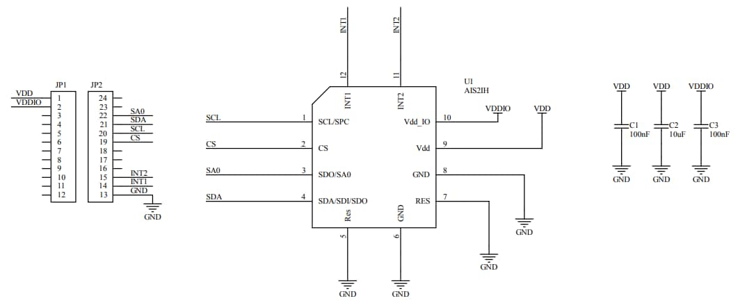 回路図 - STMicroelectronics STEVAL-MKI218V1アダプタボード