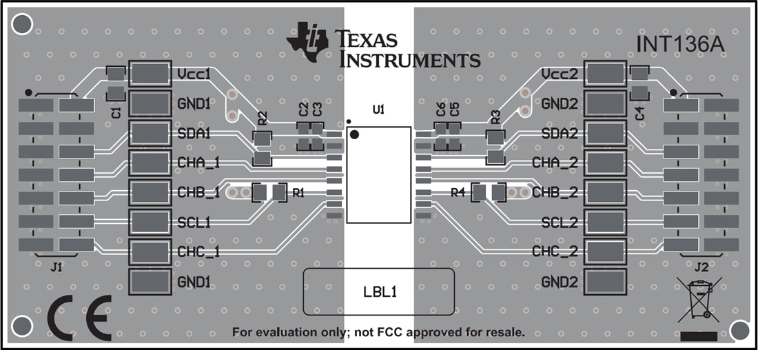 機械図面 - Texas Instruments ISO1644DWEVMアイソレータ評価モジュール（EVM）