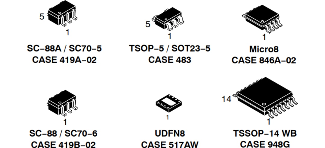 機械図面 - onsemi NCS2180x&NCV2180x高精度オペアンプ