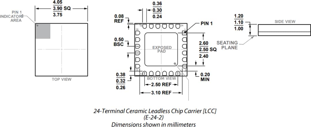 機械図面 - Analog Devices Inc. ADF5709広帯域MMIC VCO