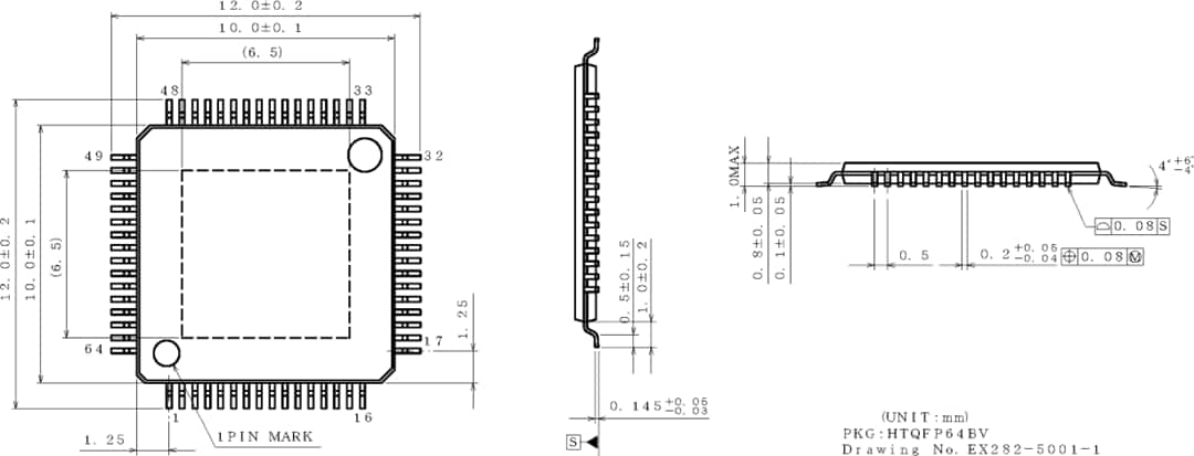 機械図面 - ROHM Semiconductor BD34301EKV MUS-IC™シリーズ32ビット対応ステレオオーディオDAC