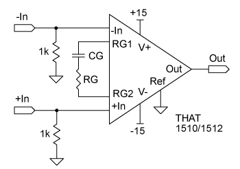 Application Circuit Diagram - THAT Corporation 1510/1512 Low-Noise Audio Preamplifiers