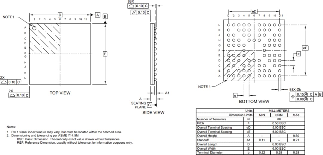 機械図面 - Microchip Technology ATMXT640UD maXTouch®タッチスクリーン・コントローラ