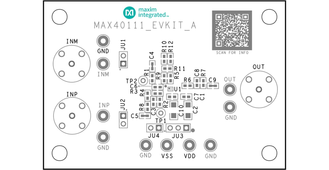 機械図面 - Analog Devices / Maxim Integrated MAX40110EVKIT & MAX40111EVKIT評価キット