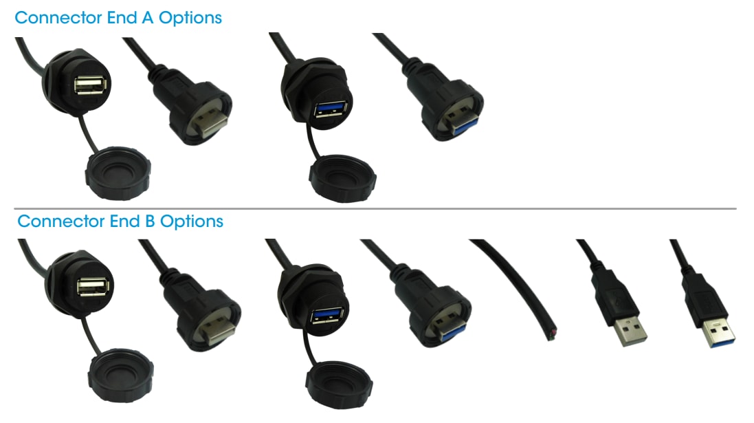 Stewart Connector / Cinch Connectivity Solutions IP67 USB Type-Aケーブルアセンブリ