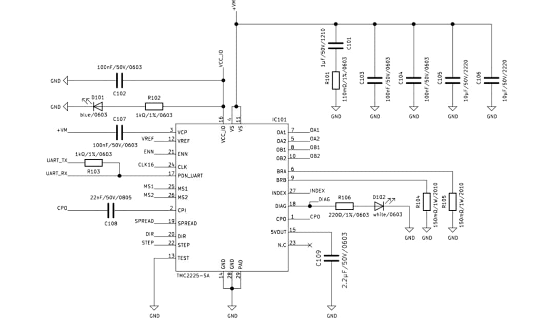回路図 - Analog Devices / Maxim Integrated TMC2225-BOBブレイクアウトボード